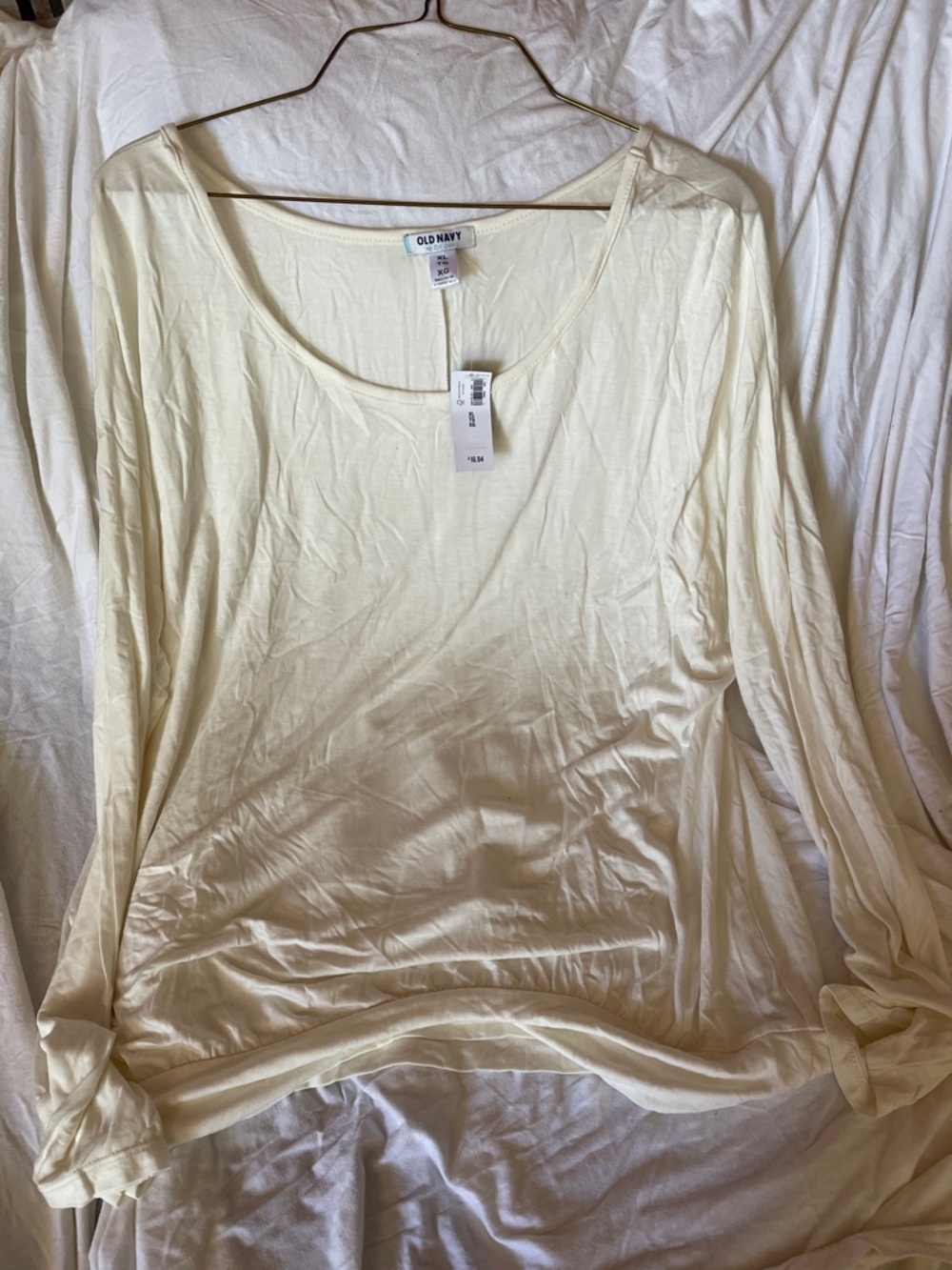 Old Navy Soft Scoop Neck Long Sleeve Top in Cream